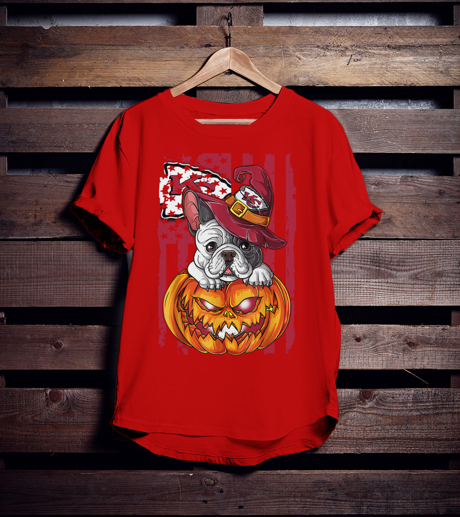 Hlw Bulldog Halloween Kansas City Chiefs Pumpkin T-Shirt