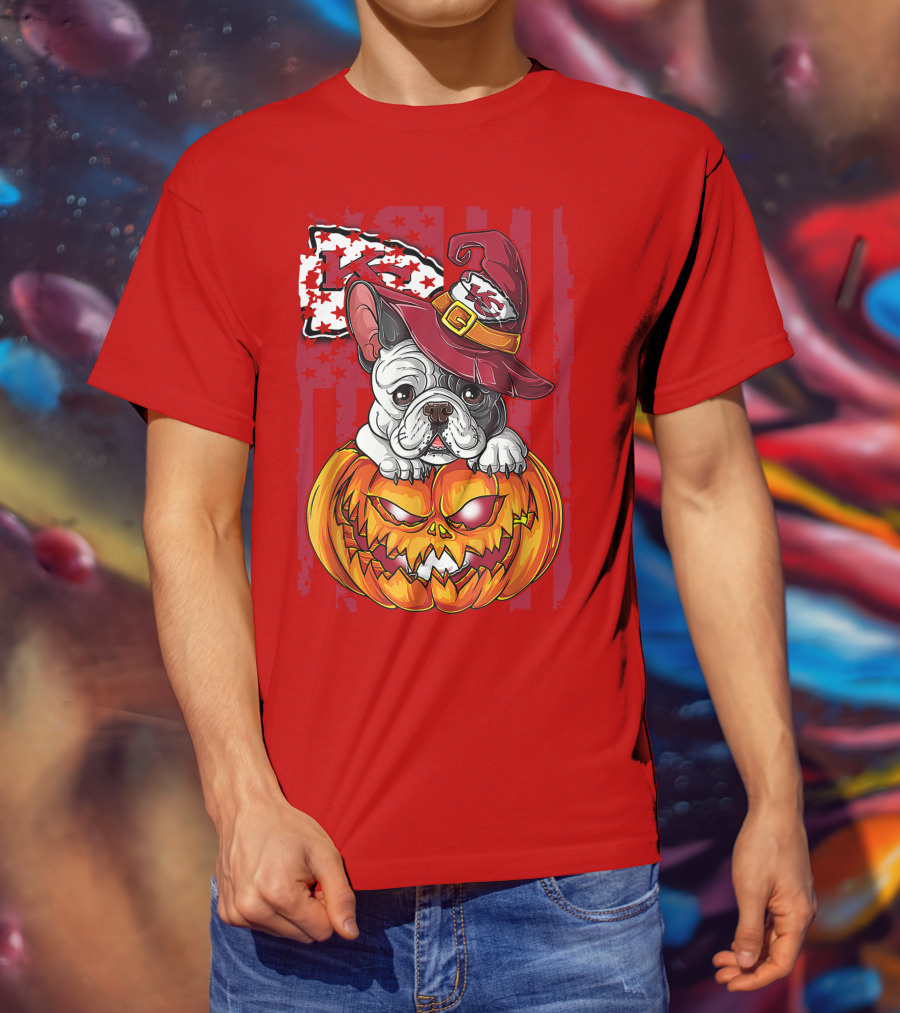 Hlw Bulldog Halloween Kansas City Chiefs Pumpkin T-Shirt