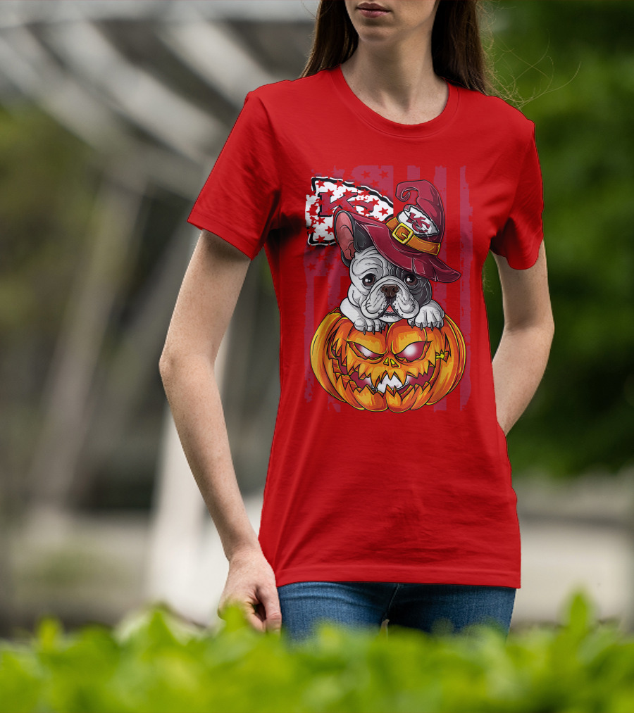 Hlw Bulldog Halloween Kansas City Chiefs Pumpkin T-Shirt