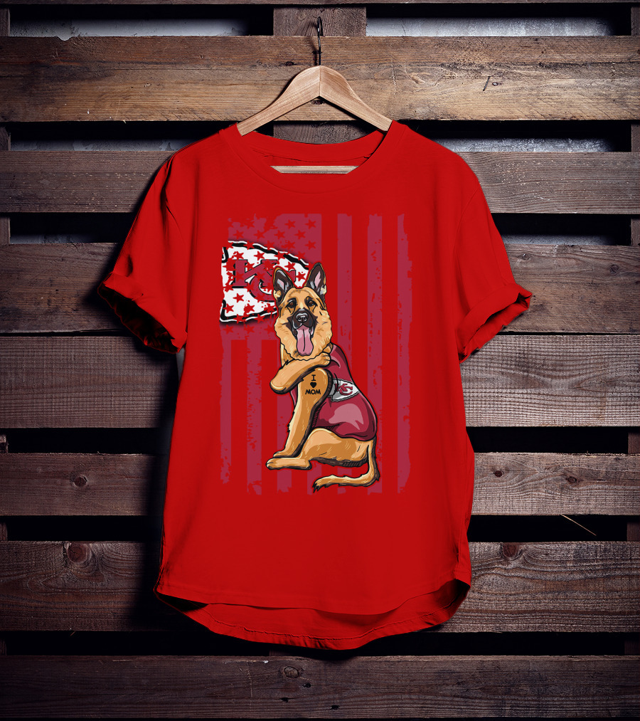 Kansas City Chiefs German Shepherd I Love Mom T-Shirt