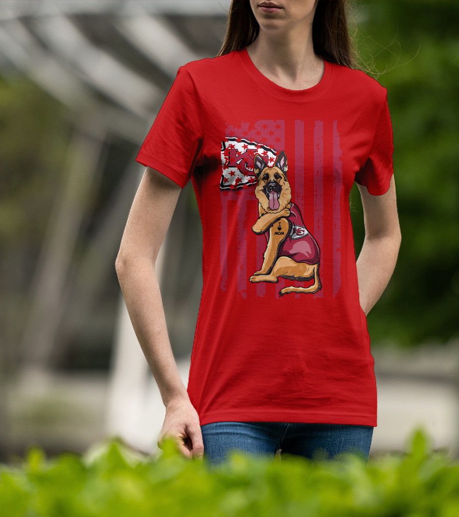Kansas City Chiefs German Shepherd I Love Mom T-Shirt