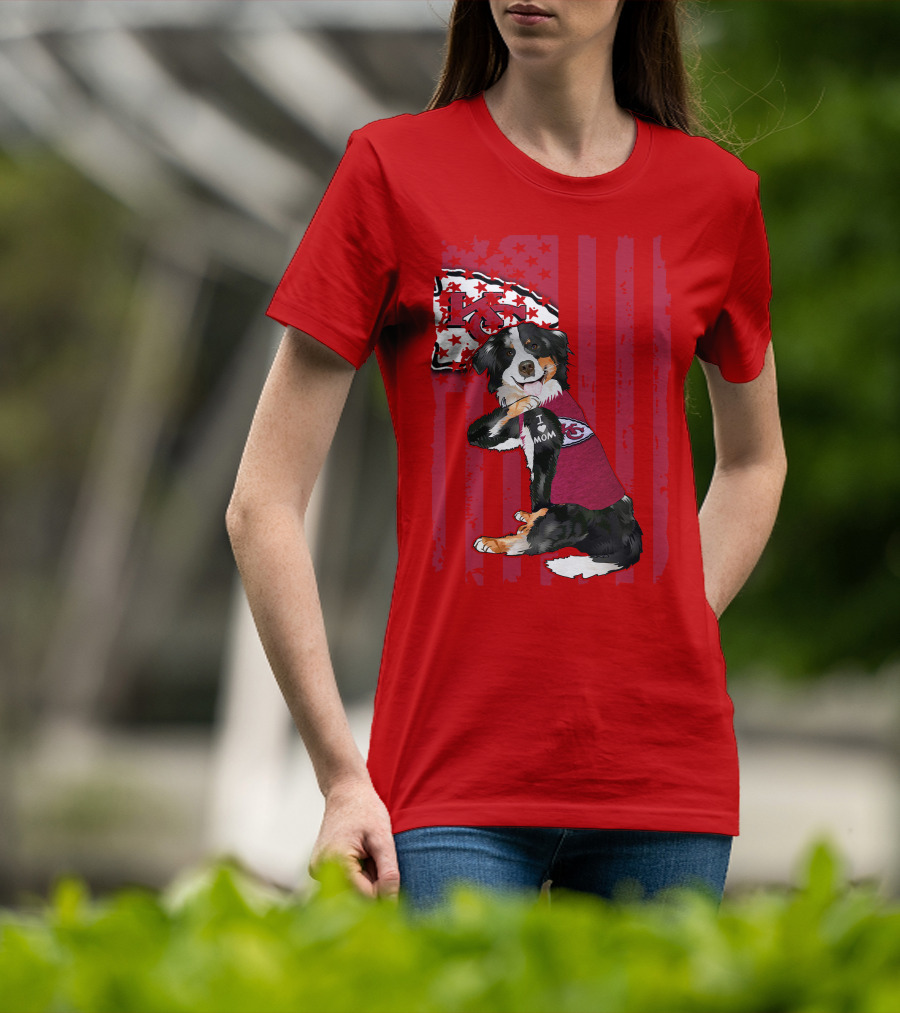 I Love Mom Border Collie Kansas City Chiefs Fan T-Shirt