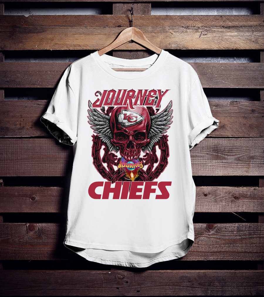Journey Chiefs Kansas City KC Skull Wings Flame Chains T-Shirt