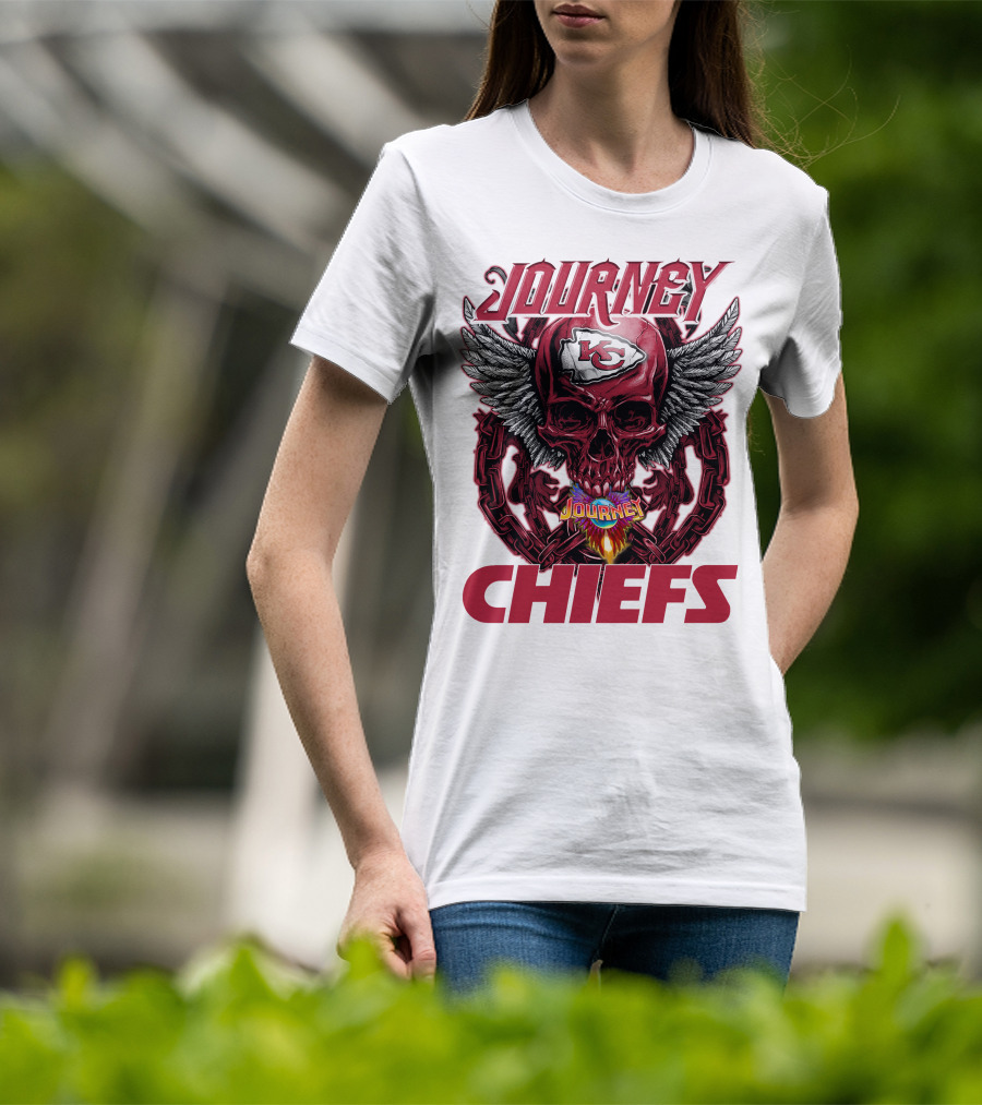 Journey Chiefs Kansas City KC Skull Wings Flame Chains T-Shirt