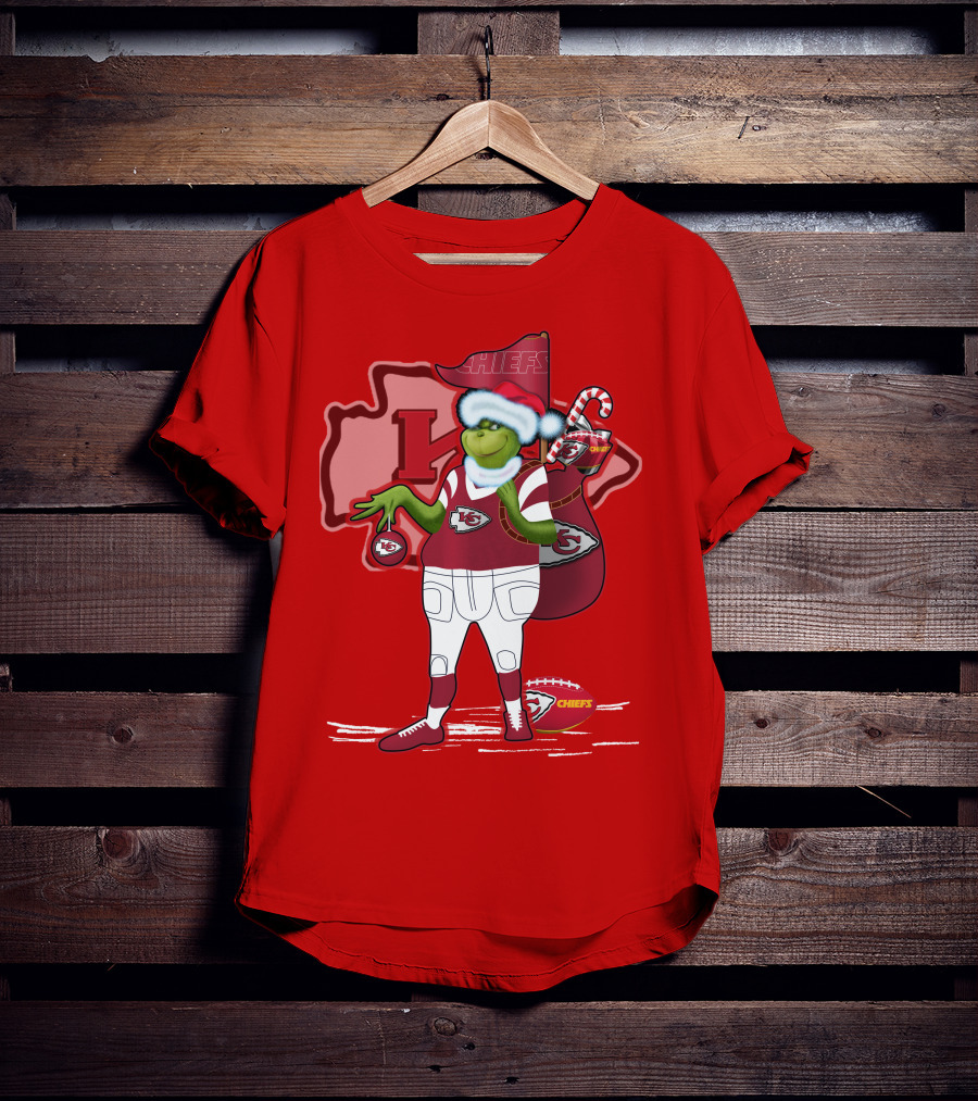 Grinchxmas Kansas City Chiefs Holiday Football Theme T-Shirt