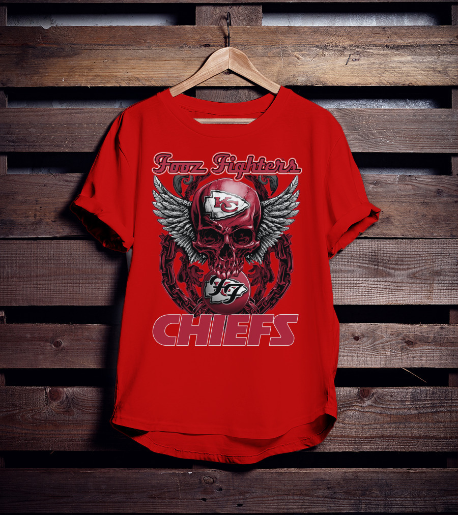 Foo Fighters Kansas City Chiefs Winged Skull T-Shirt