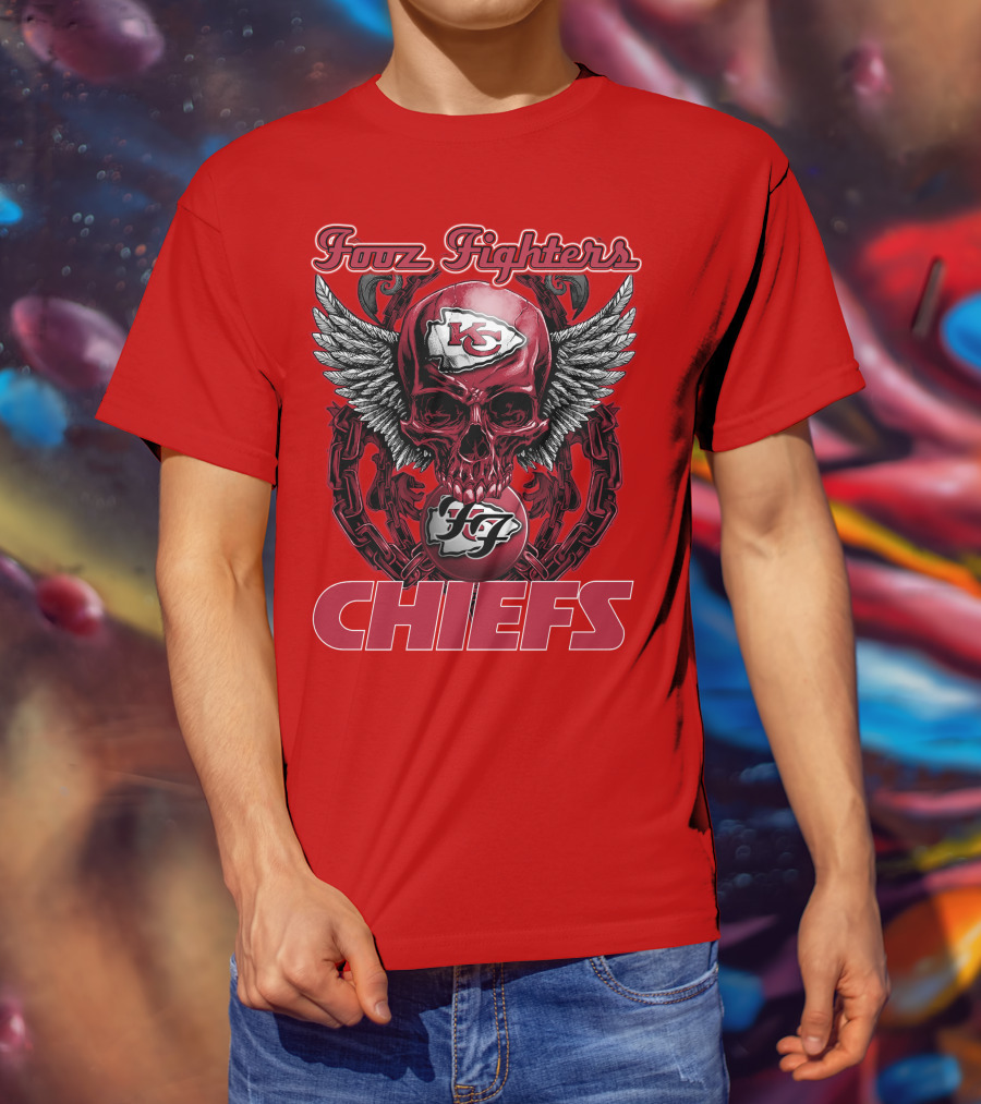 Foo Fighters Kansas City Chiefs Winged Skull T-Shirt