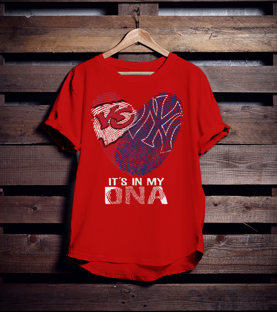 Kansas City Chiefs It's In My Dna Football Fingerprint Heart T-Shirt