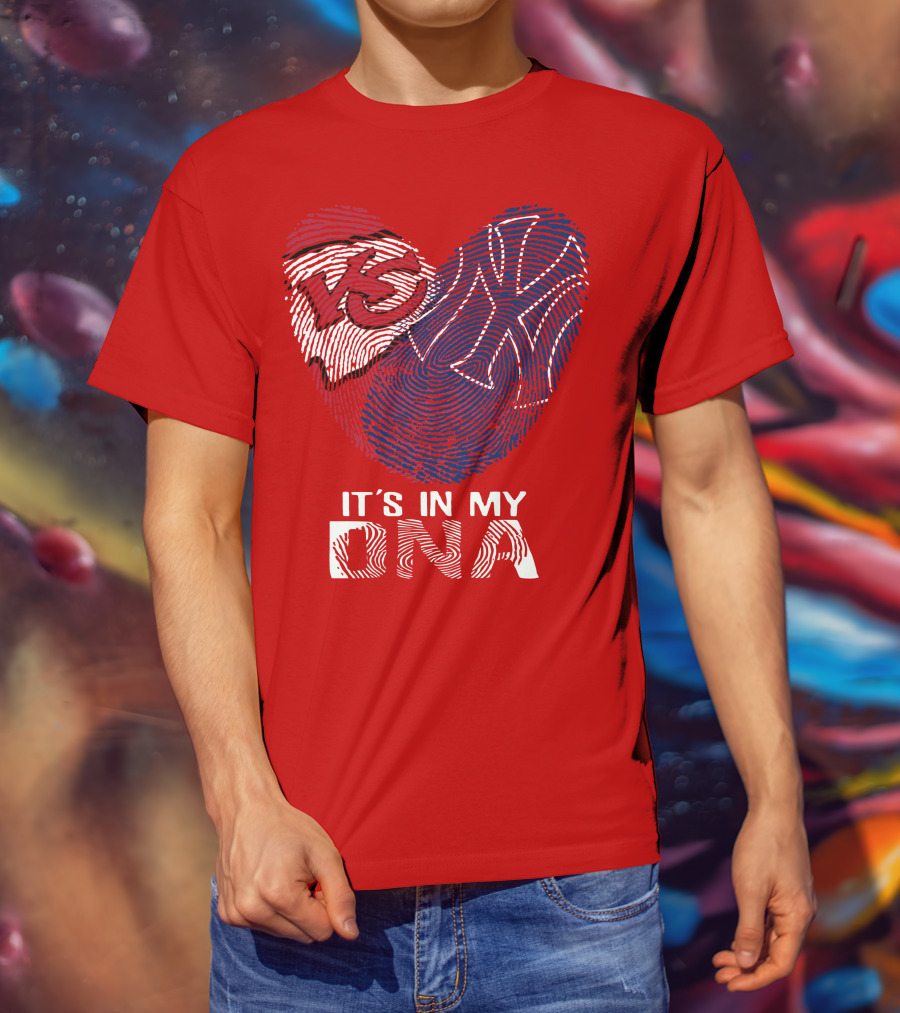 Kansas City Chiefs It's In My Dna Football Fingerprint Heart T-Shirt