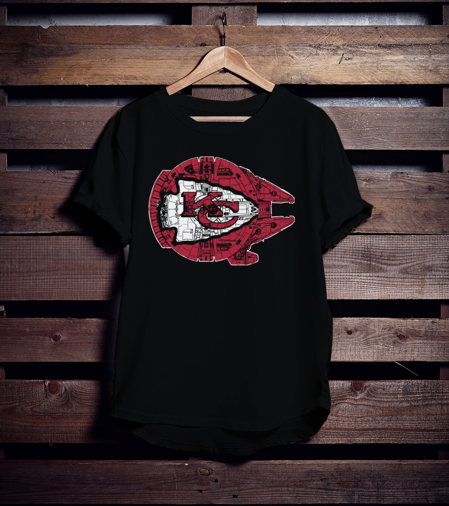 Kansas City Chiefs Star Wars Millennium Falcon 49 Logo Combo T-Shirt