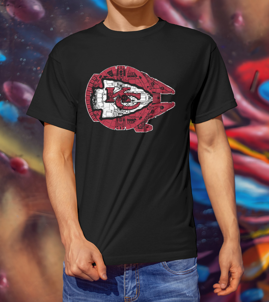 Kansas City Chiefs Star Wars Millennium Falcon 49 Logo Combo T-Shirt