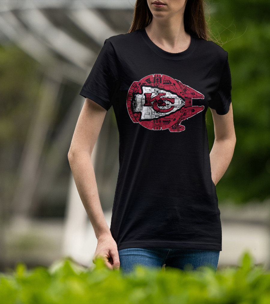 Kansas City Chiefs Star Wars Millennium Falcon 49 Logo Combo T-Shirt