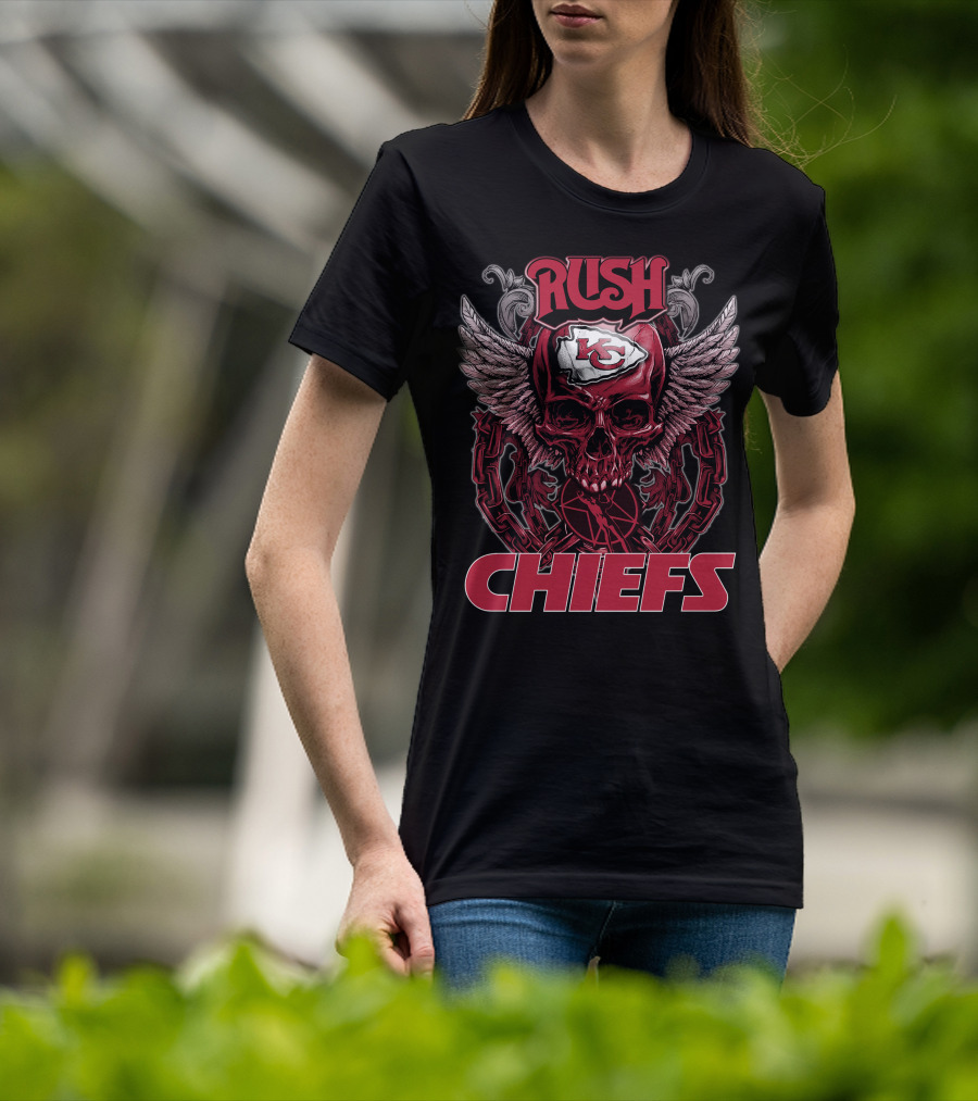 Rush Kansas City Chiefs Skull Winged T-Shirt