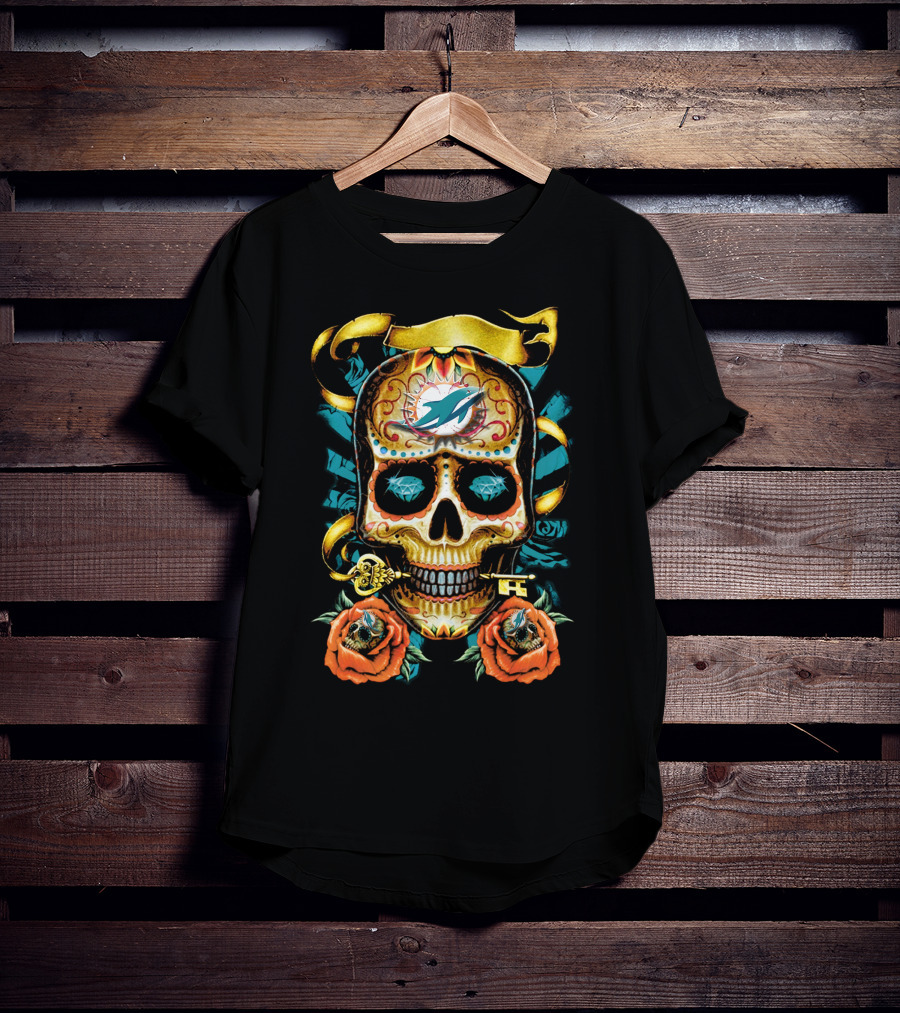 Miami Dolphins Sugar Skull T-Shirt