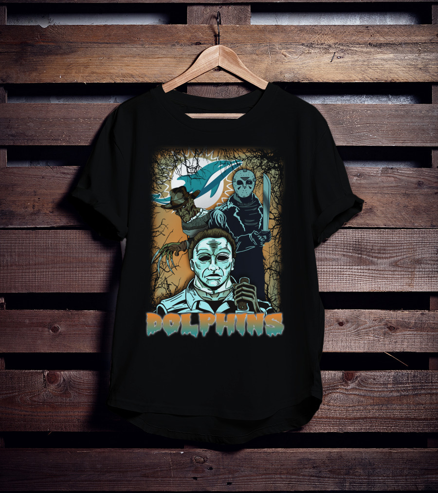 Miami Dolphins Horror Crossover Poster T-Shirt
