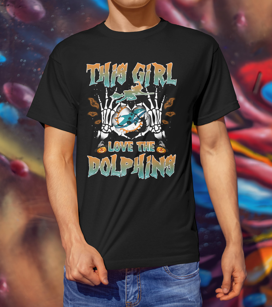 This Girl Love The Miami Dolphins Halloween Theme T-Shirt