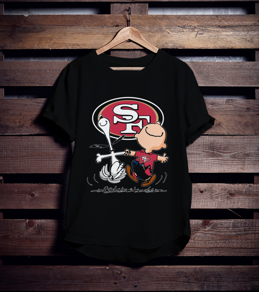 Snoopy And Charlie Brown Dancing With San Francisco 49ers SF T-Shirt