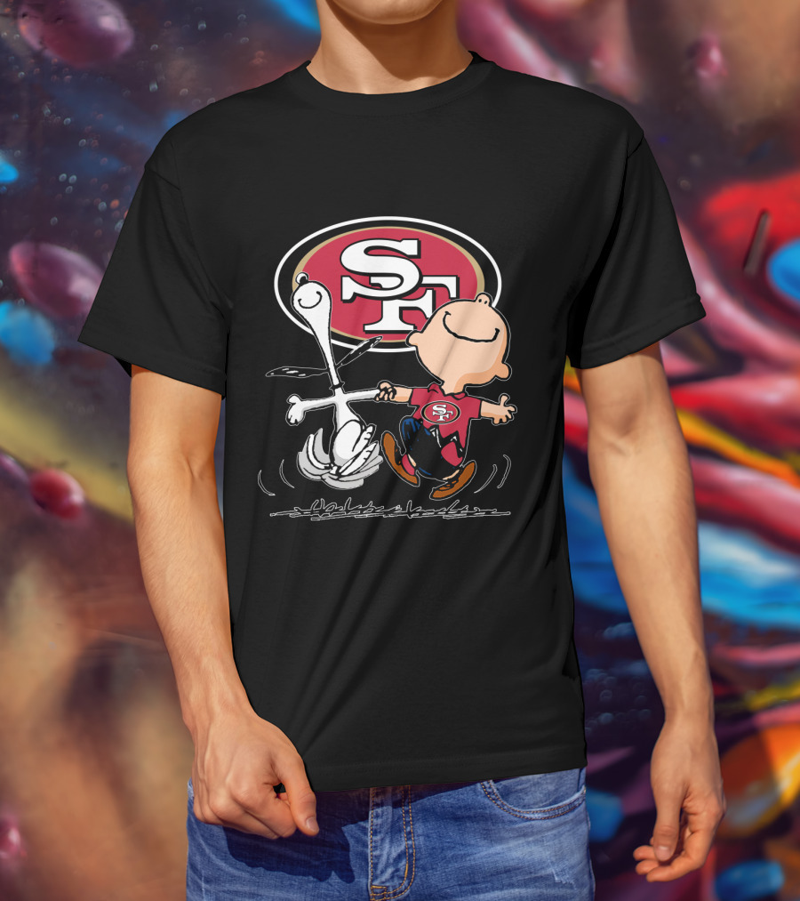 Snoopy And Charlie Brown Dancing With San Francisco 49ers SF T-Shirt