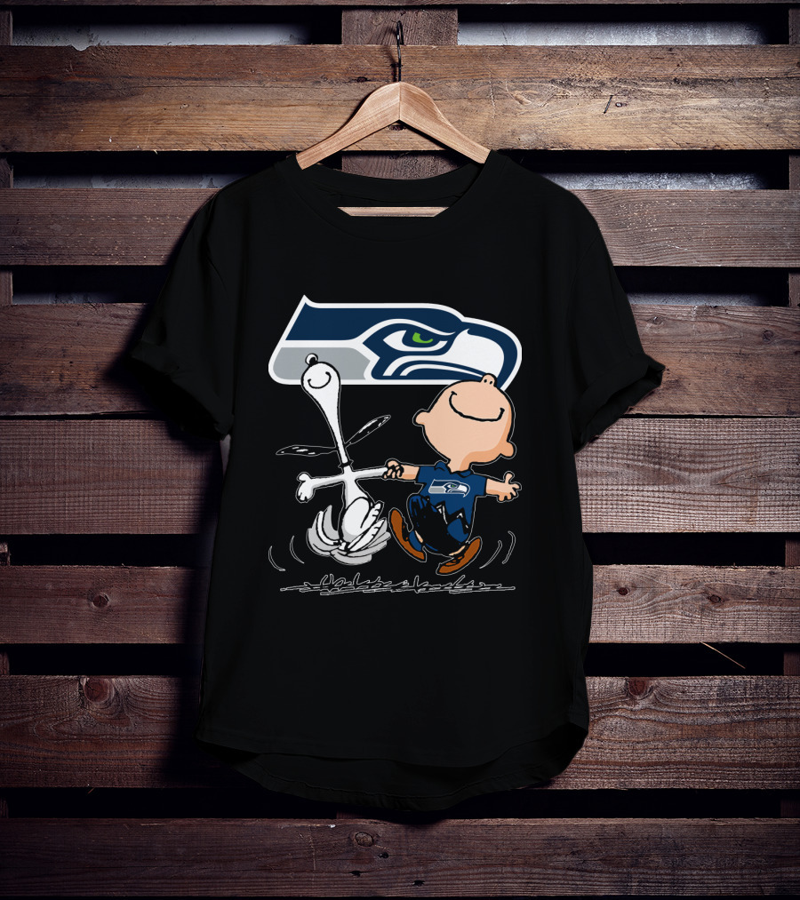 Snoopy Dance Seattle Seahawks Logo Charlie Brown T-Shirt
