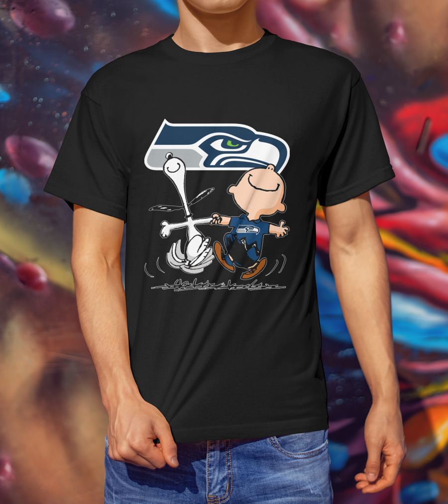 Snoopy Dance Seattle Seahawks Logo Charlie Brown T-Shirt