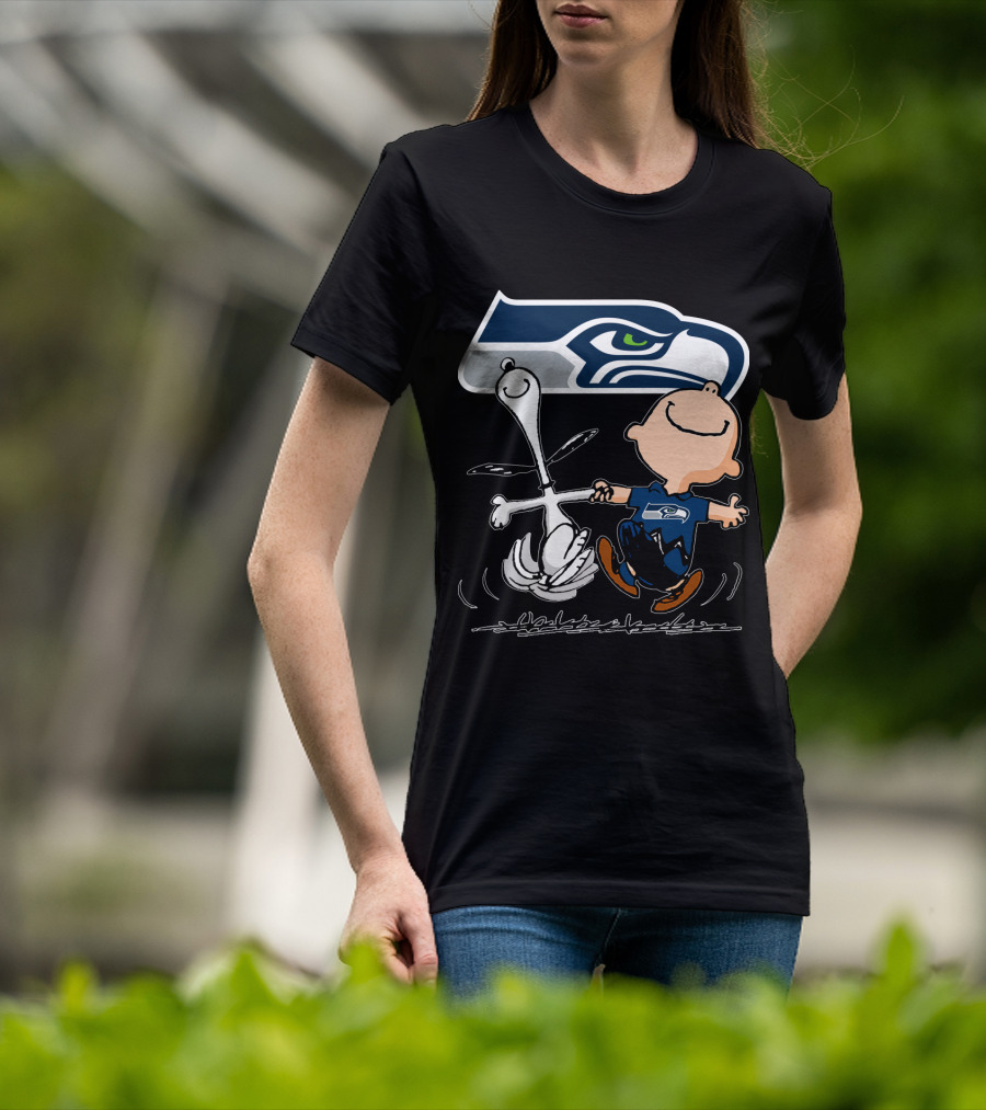Snoopy Dance Seattle Seahawks Logo Charlie Brown T-Shirt