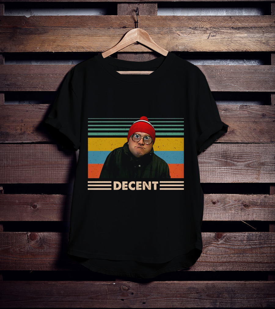 DEcent Retro Stripes Red Beanie Glasses Character T-Shirt