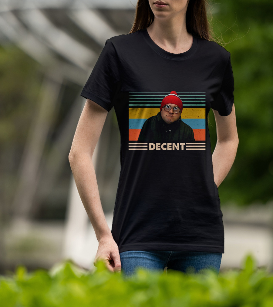 DEcent Retro Stripes Red Beanie Glasses Character T-Shirt