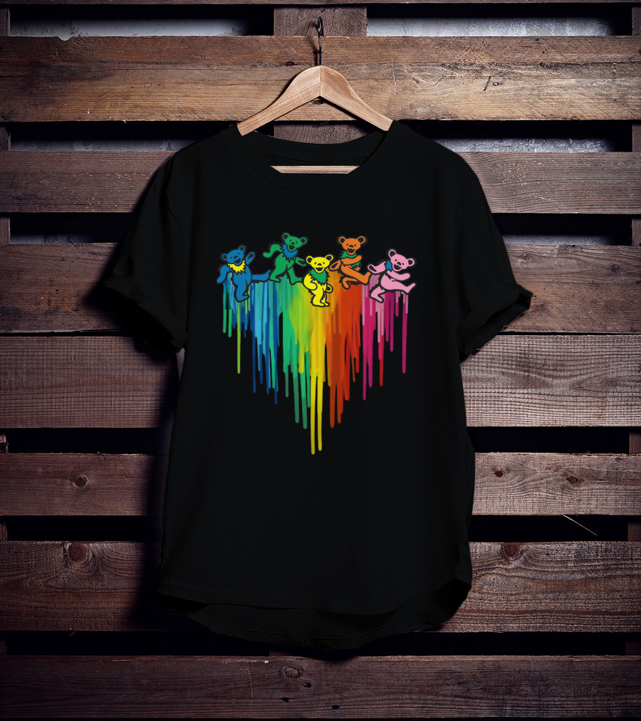 Grateful Dead Dancing Bear Rainbow Drip T-Shirt
