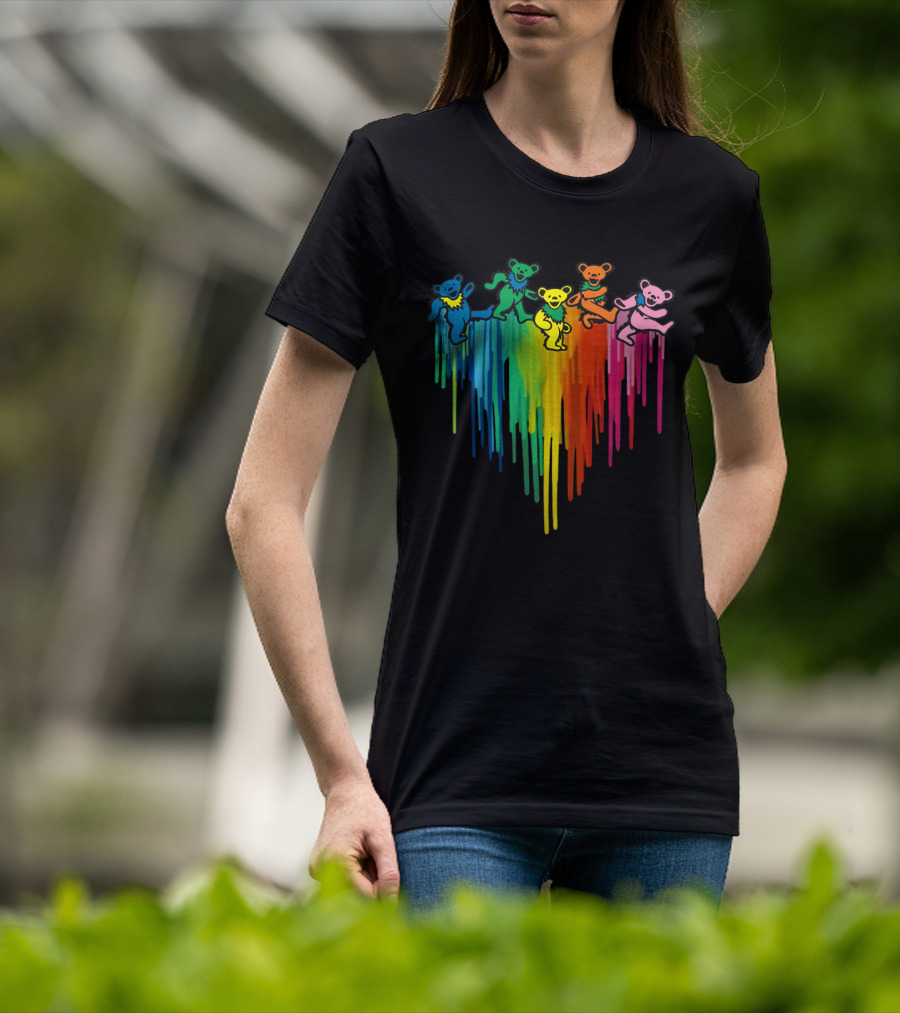 Grateful Dead Dancing Bear Rainbow Drip T-Shirt
