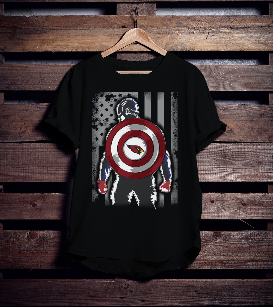 Arizona Cardinals NFL Captain America Shield American Flag T-Shirt