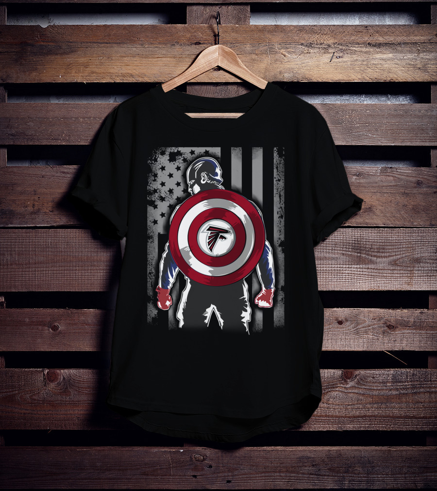 Atlanta Falcons Captain America Shield American Flag T-Shirt