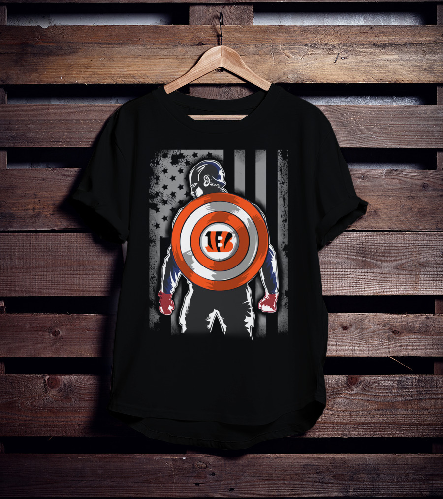 Cincinnati Bengals Captain America Shield T-Shirt