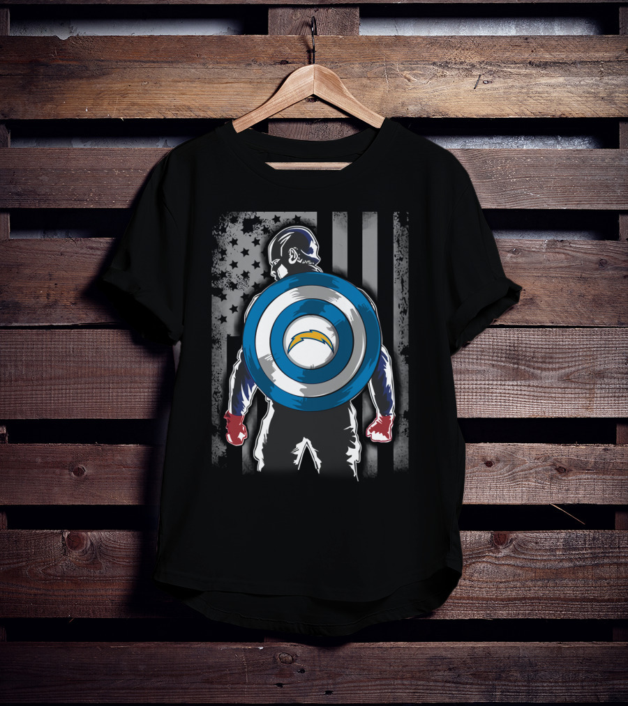 Los Angeles Chargers Captain America Shield American Flag T-Shirt