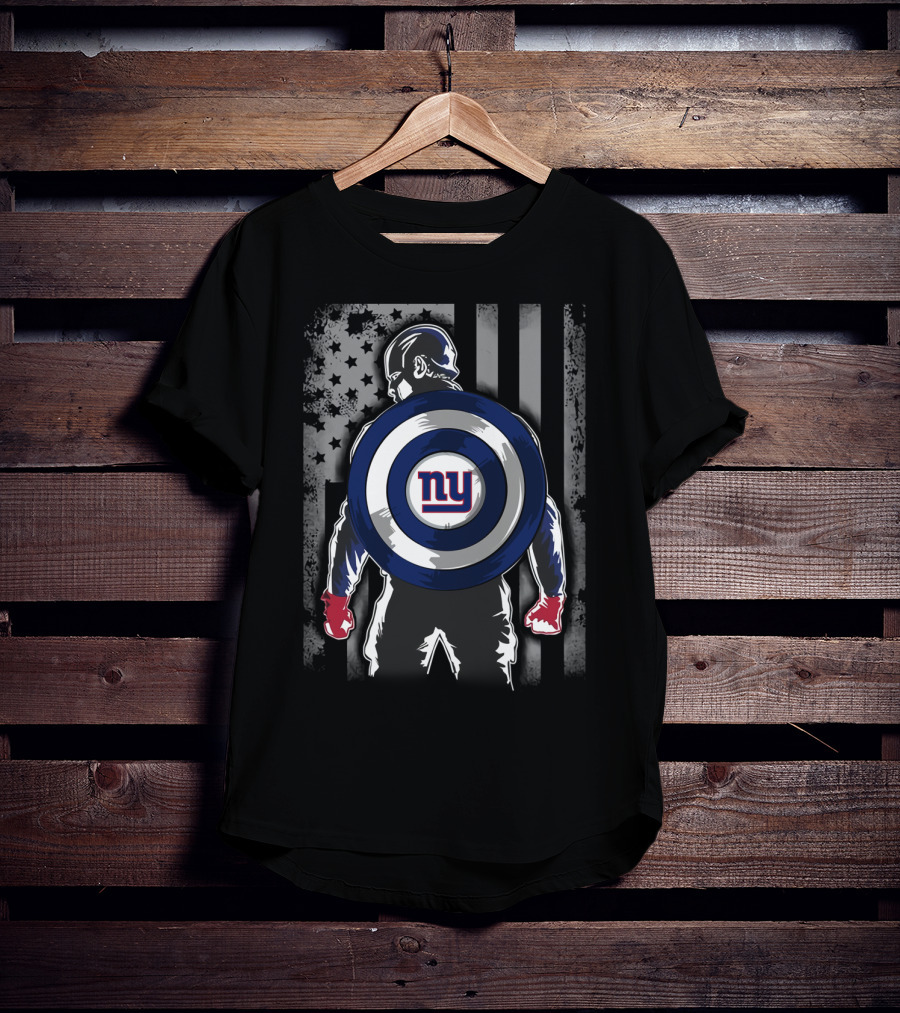 New York Giants Captain America Shield Flag T-Shirt