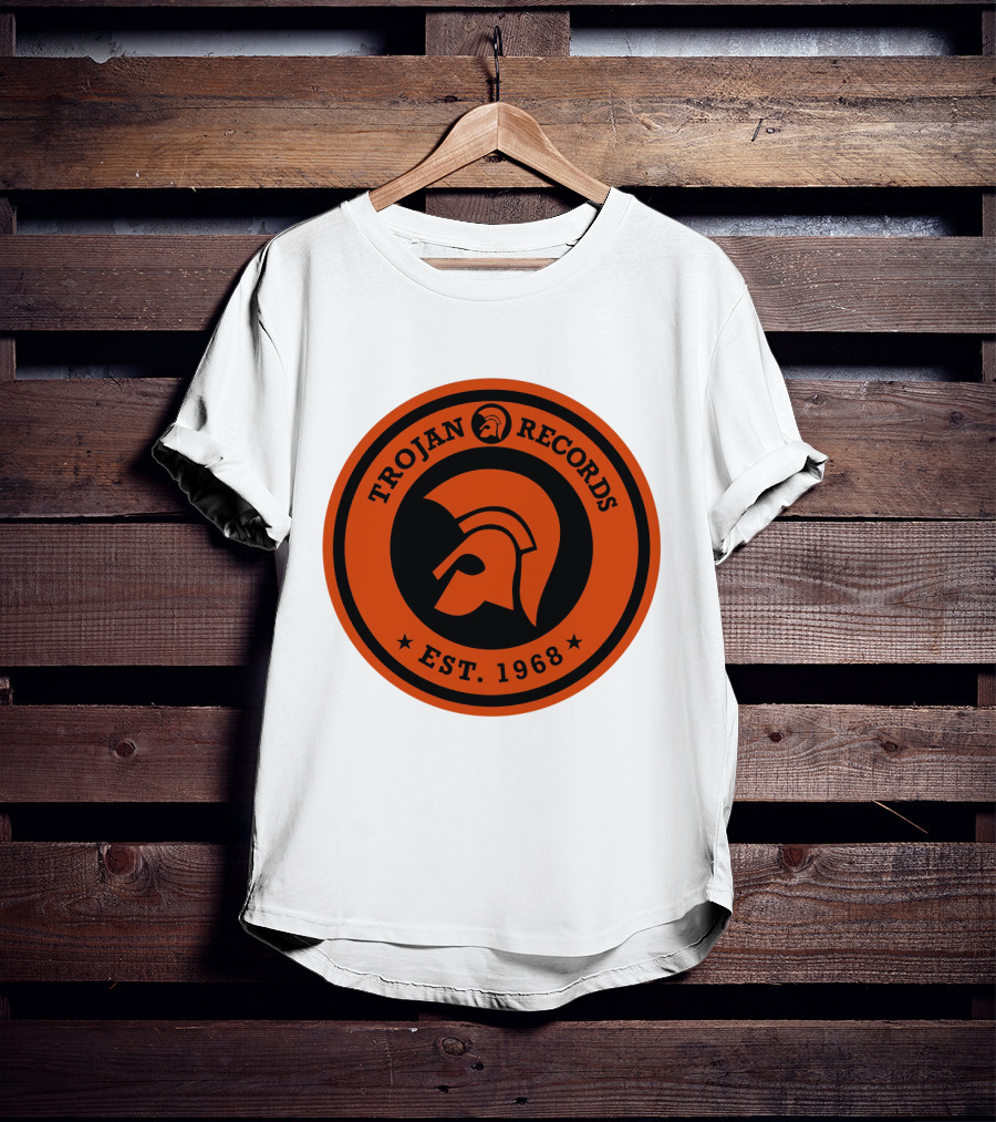 TROJAN RECORDS EST. 1968 Iconic Helmet Logo Emblem T-Shirt