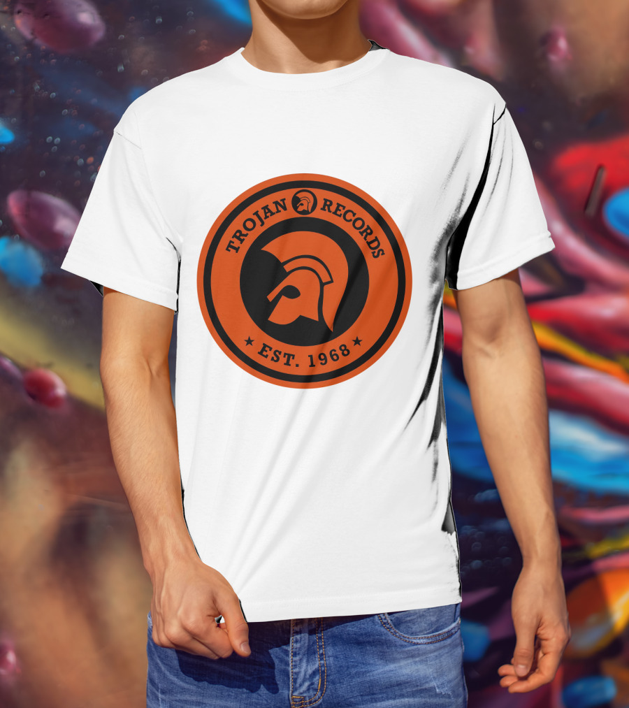 TROJAN RECORDS EST. 1968 Iconic Helmet Logo Emblem T-Shirt