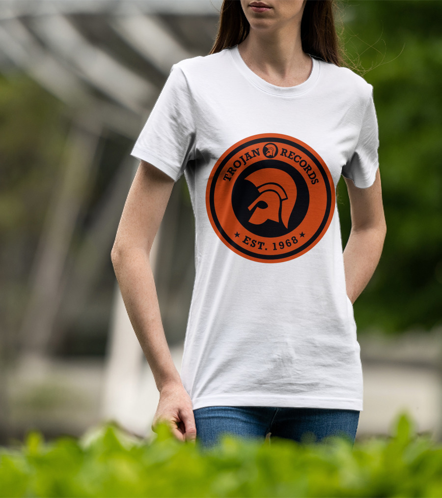 TROJAN RECORDS EST. 1968 Iconic Helmet Logo Emblem T-Shirt