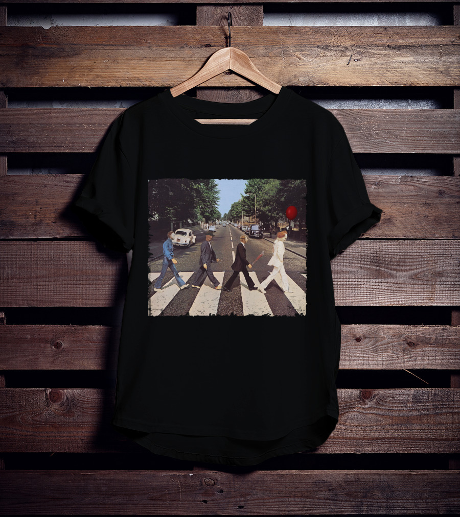 Abbey Road Horror Movie Icons Crossover Scene T-Shirt