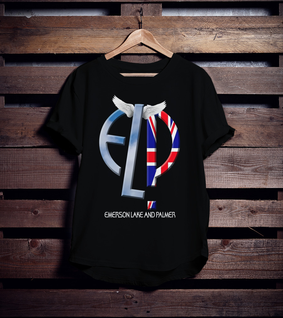 Emerson Lake And Palmer ELP Logo With Union Jack And Wings T-Shirt
