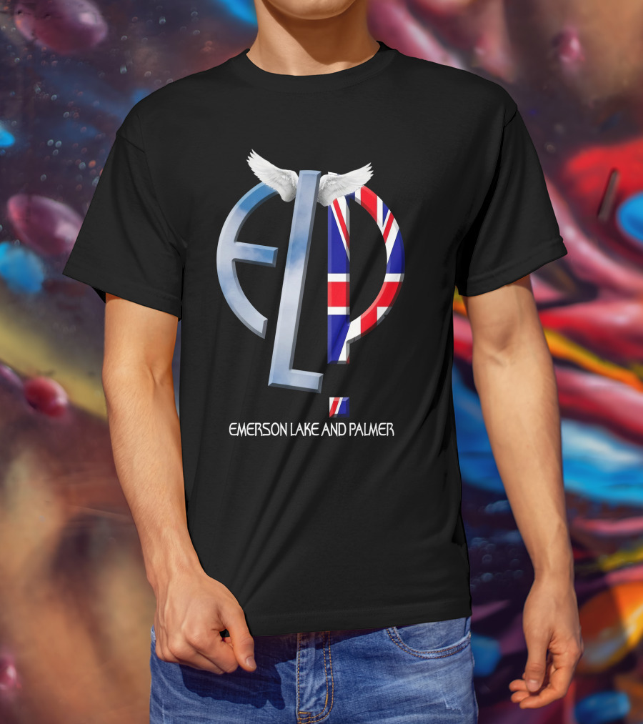 Emerson Lake And Palmer ELP Logo With Union Jack And Wings T-Shirt