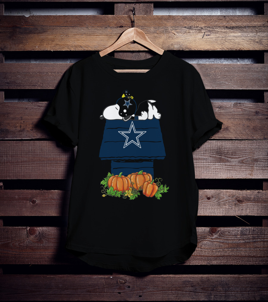 Dallas Cowboys Snoopy Pumpkin Fall Peanuts Football Halloween T-Shirt