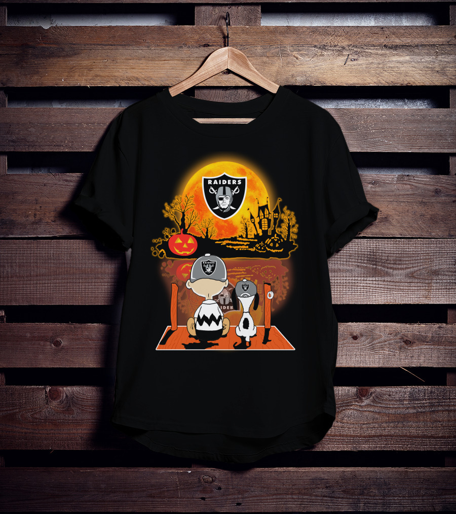 Raiders Halloween Snoopy Charlie Brown Pumpkin Moon T-Shirt
