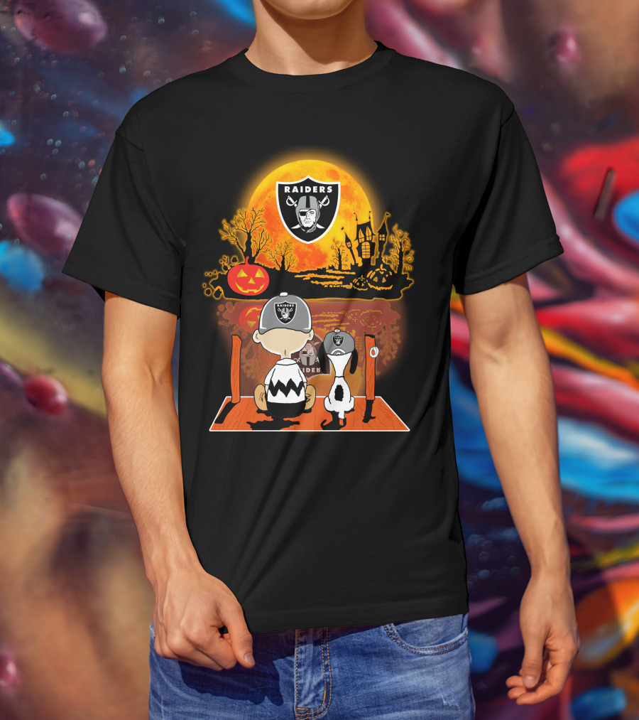 Raiders Halloween Snoopy Charlie Brown Pumpkin Moon T-Shirt