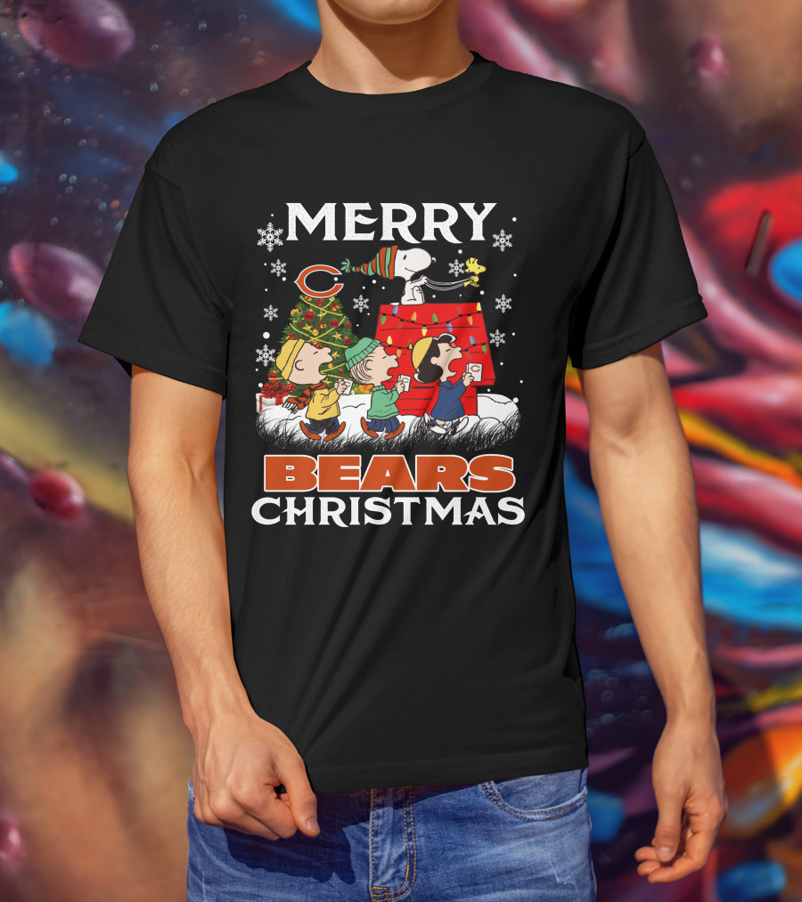 Chicago Bears Snoopy Merry Christmas Peanuts Holiday T-Shirt