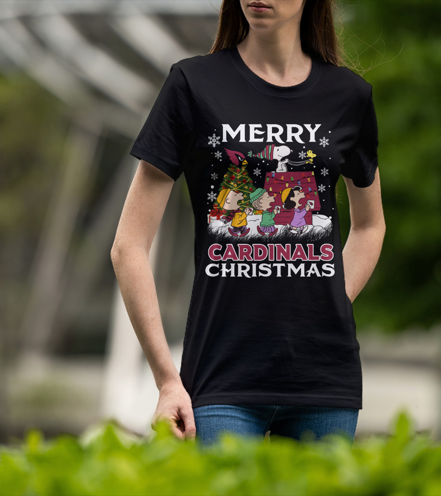 Merry Cardinals Christmas Snoopy And Friends Peanuts Holiday T-Shirt