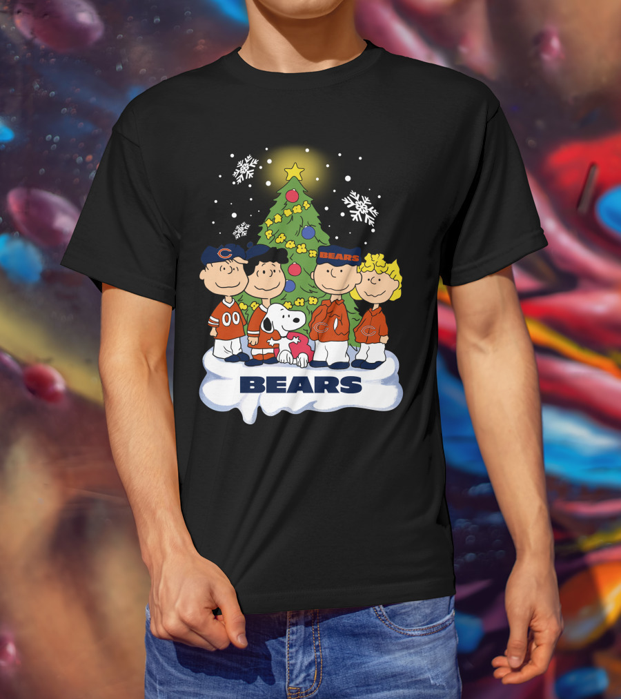 Peanuts Christmas Chicago Bears Snoopy Winter Scene T-Shirt
