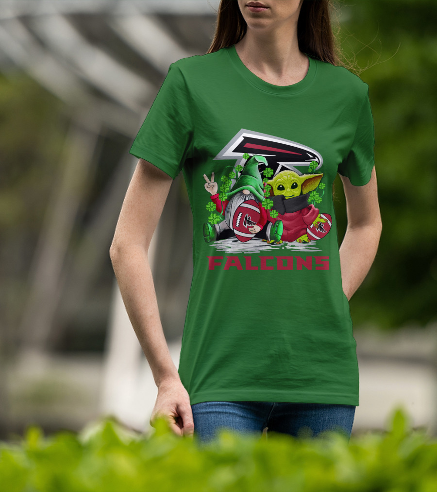 Atlanta Falcons St. Patrick's Day Football Gnome And Baby Alien T-Shirt
