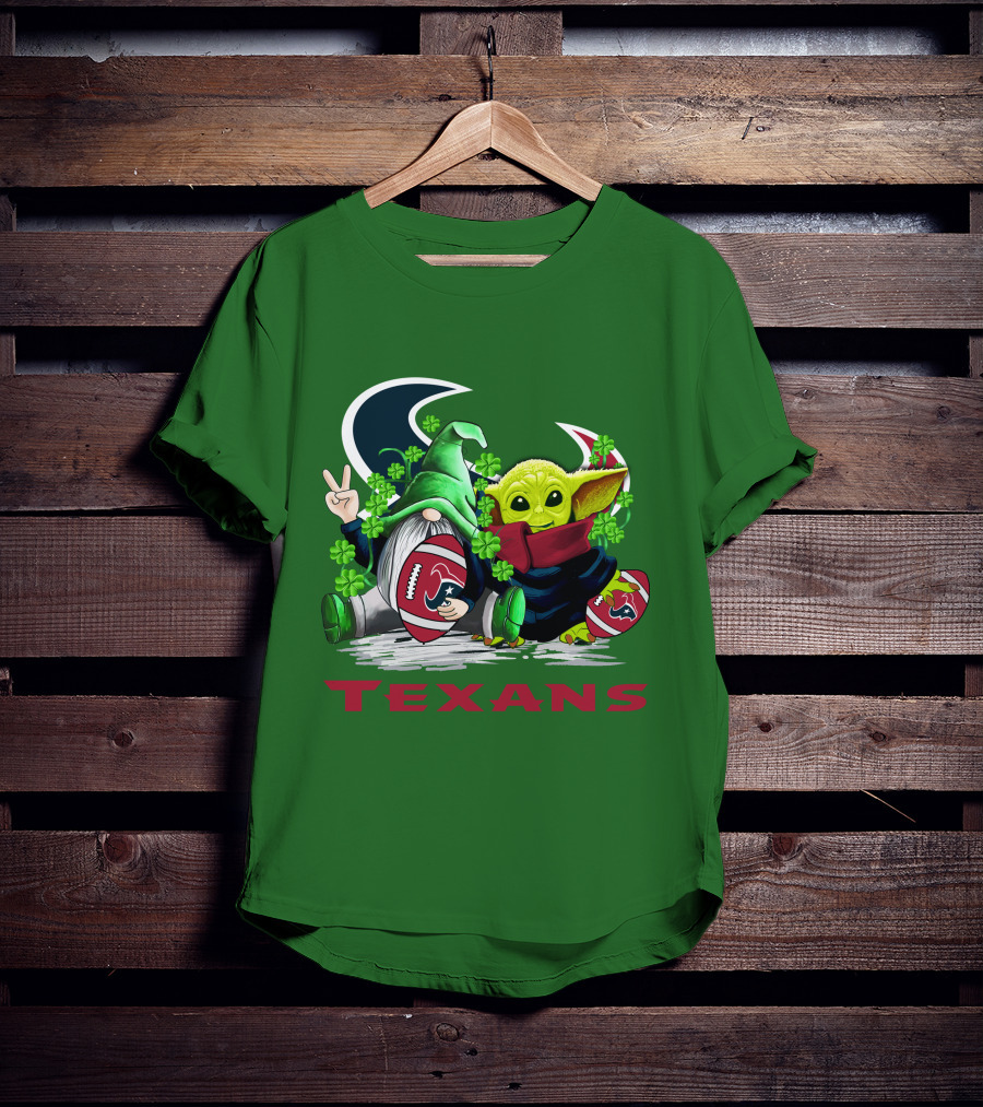 Houston Texans Football Patrick’s Day Clover Gnome And Alien T-Shirt