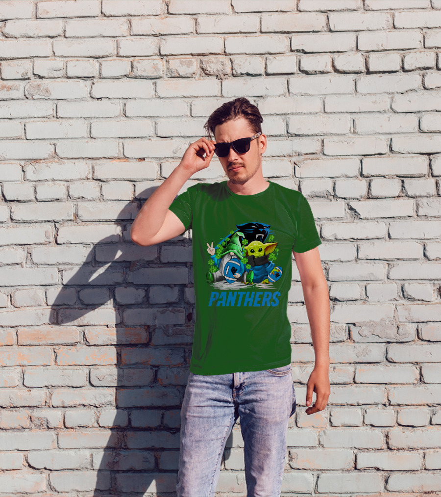 Panthers St. Patrick’s Day Football Gnome And Baby Alien T-Shirt