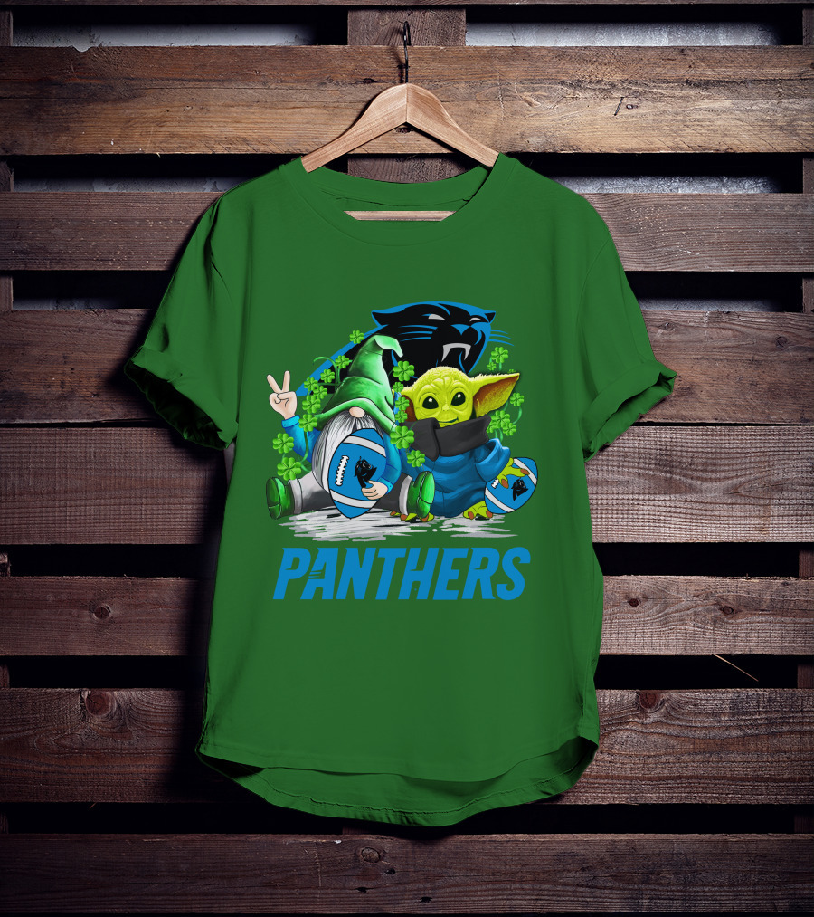 Panthers St. Patrick’s Day Football Gnome And Baby Alien T-Shirt